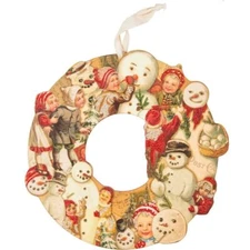 Primitives by Kathy Retro Snowman MDF Flat Christmas Wreath Wall Decor