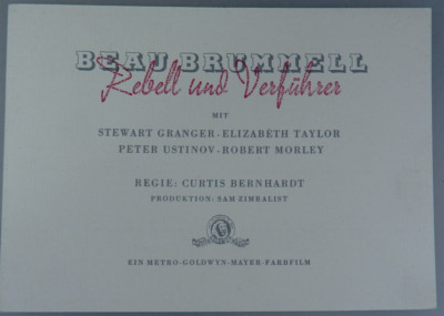 Einladung zur Uraufführung ''Beau Brummel Rebell und Verführer''  1954 (118310)