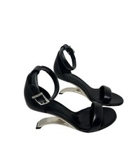 Alexander McQueen 36 Leather Arc Ankle Strap Heels Sandals Black