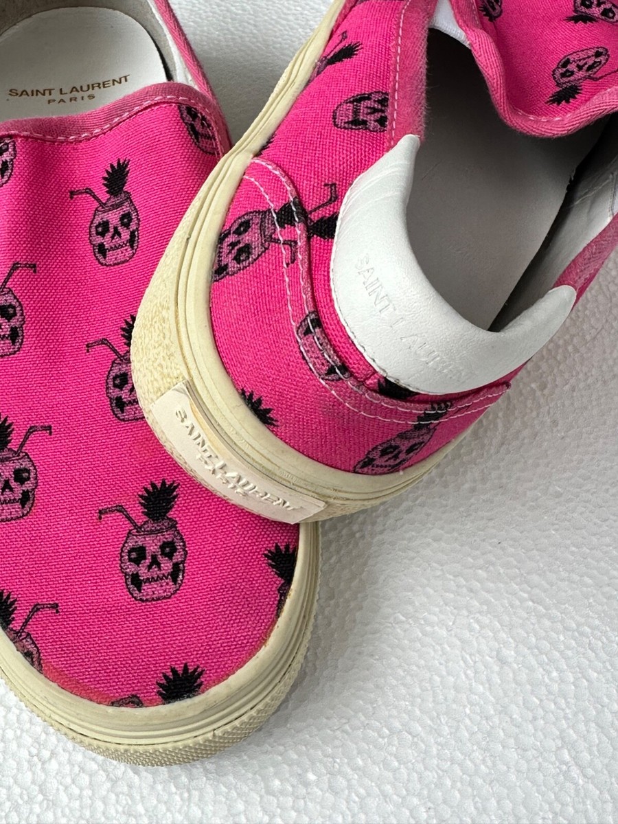 Saint Laurent Pink Skull Pineapple Slip-On Sneakers Size 38 | eBay