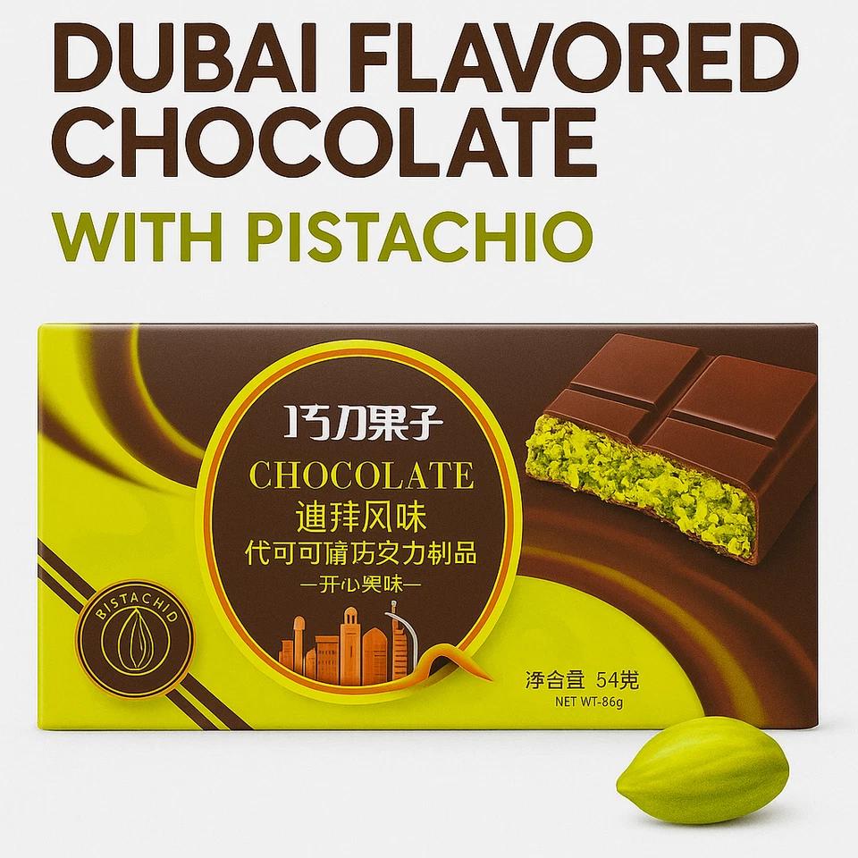 EXÓTICA Barra de Chocolate con Sabor Dubai - Caramelo Premium de Oriente Medio con Pistacho Foto 3 de 4