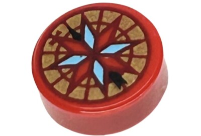 LEGO Minifig  TILE 1x1 Round COMPASS ROSE Dark RED Flat Printed NEW
