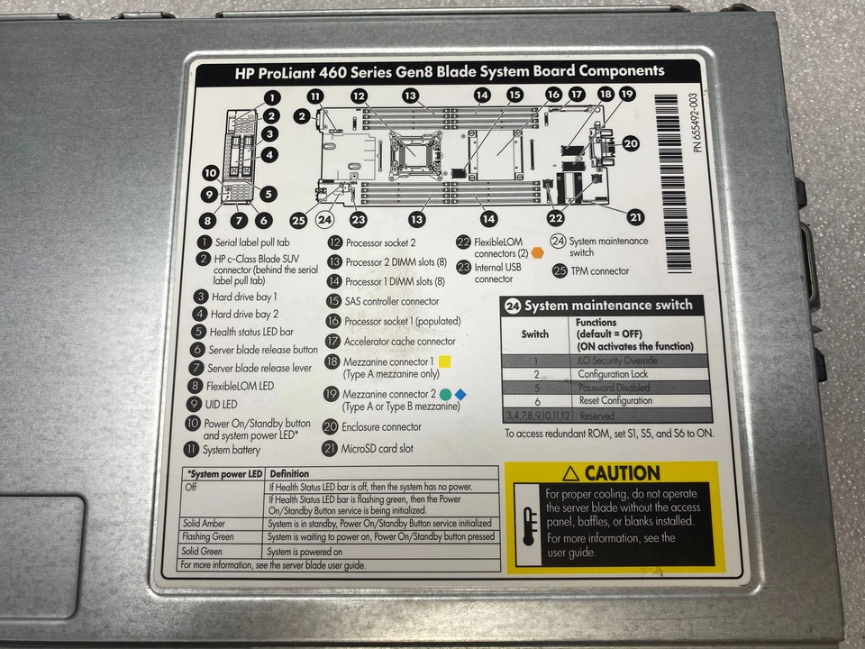 HP ProLiant BL460c Blade Module Gen 8 G8 2x Xeon E5-2620 32GB RDIMM RAM NO HDDs - Image 4 of 4