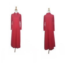 Vtg Kayser Nylon Nightgown Nightdress Mesh Maxi Modest 70s Long Sleeve Sz M/L