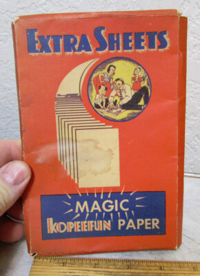 vintage 1946 Magic Kopeefun Paper extra sheets box, Great graphics, some left