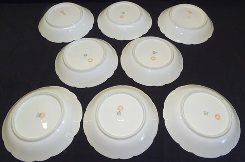8 Coupe Soup Bowls Charles Field Haviland GDM - Blue Flower - No Trim - Picture 4 of 6