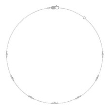 Sterling Silver 1Ct Certified Natural Diamond Station Necklace 18" Silver Chain