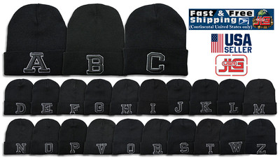 ABC Letter Embroidery INITIAL Adjustable Knitted Ski winter Hats Cap New