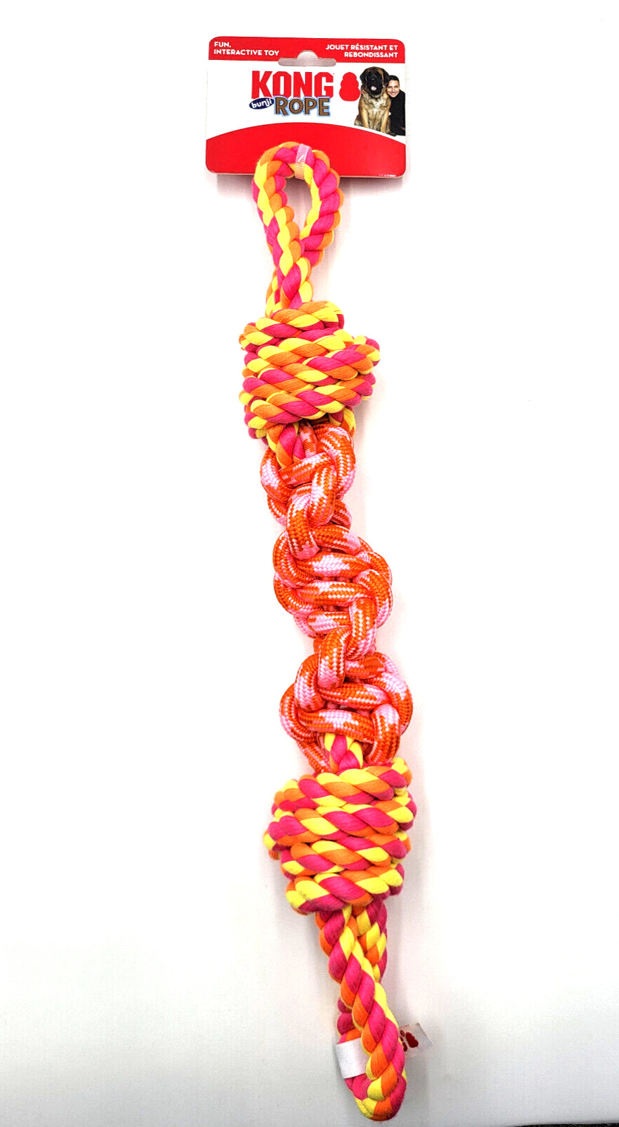 Kong Bunji Rope Medium Durable Tug Shake & Fetch Easy Grip Dog Toy 19.5"