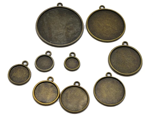 Craft Bronze Tone Round Pendant Cabochon Setting Blank Findings Inner:8mm-30mm