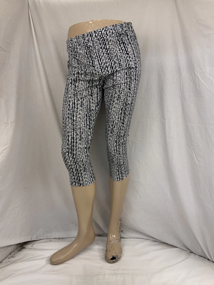 Pantalones de vestir cortos Kenneth Cole New York talla 6 negro blanco algodón YGI O2-17 Foto 2 de 4