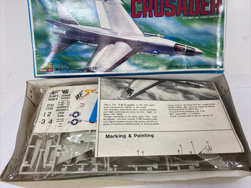 Vintage ACE HOBBY L.T.V. F-8E CRUSADER 1/72 Scale Kit # 1200 - SEALED Contents!! - Picture 8 of 11