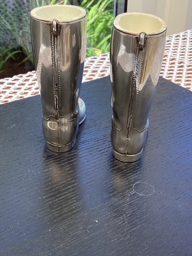 Vintage Pair Of Silver Plated 1 & 1,5 oz. Riding Boots, inner/Shot Drink Measure - Picture 2 of 7