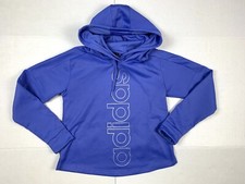 ADIDAS Hoodie Climawarm Womens Small 8-10 Blue Pullover Hooded Sweatshirt