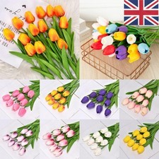 10x Artificial Tulip Flowers Fake Bouquet Real Touch Home Wedding Party Decor