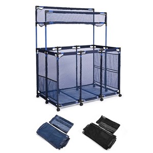 AplusChoice Rolling Mesh Pool Storage Bin 10 Wheels Double Decker & Mesh Cover