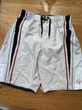 OP Swim Trunks Mens Medium Beige Gray Bathing Suit Casual Lined Beach