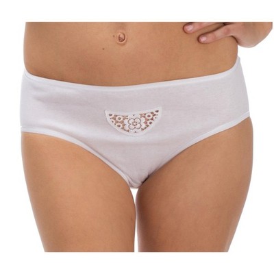 Damen Hüftslips 5er Pack Unterhosen Baumwolle Schöller Basic Ätz-Motiv Feinripp