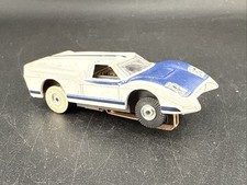 1970 Tyco 1382 WHITE FORD J-CAR BLUE HOOD Aurora AFX Slot Car HO Scale
