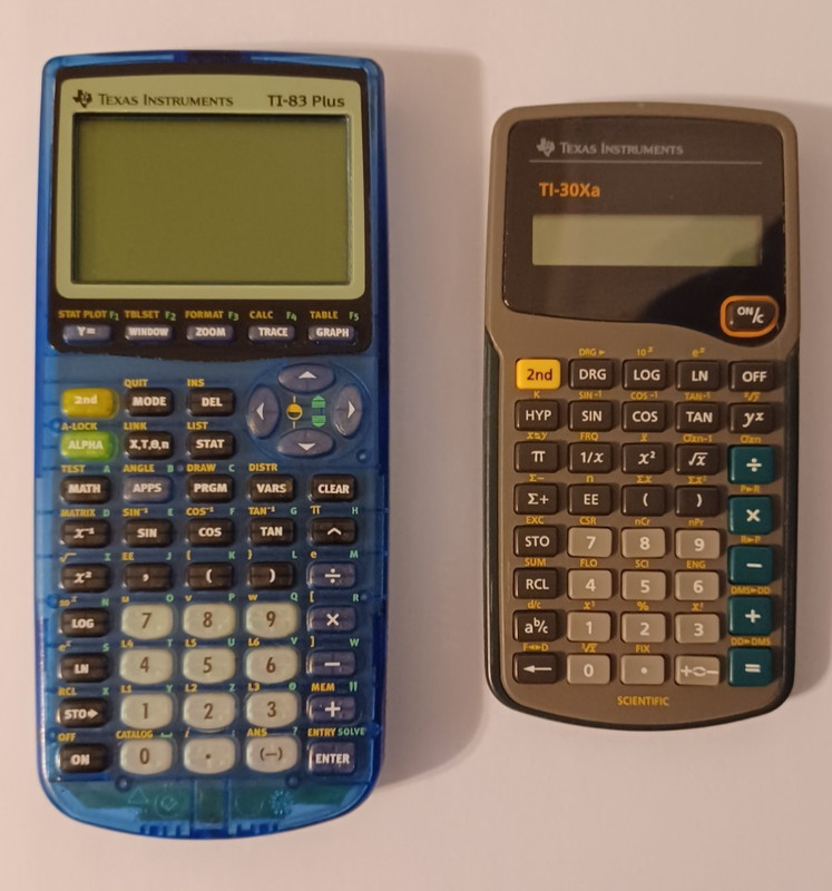 TI-83 Plus and TI-30Xa calculators