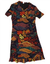 VINTAGE Womens A-Line Dress UK 12 Medium Navy Blue Floral BZ05
