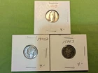 Lot of 3 Mercury Dimes, 90% Silver , 1934-P, 1934-D, 1934-S (check bands 34-S)