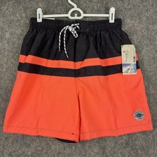 Panama Jack Men  s Swim Trunks Mesh Liner Charcoal Gray Orange Medium 6  NWT 873