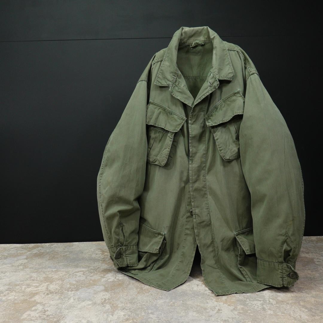 Vintage 60s US Army 3rd Gen Jungle Fatigue Jacket Cotton Poplin
