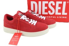 Diesel S-SINNA Basso Sneakers Uomo EU43 Rosso Pelle Bassibasso Top Lacci Logo
