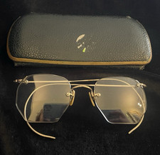 SALE Vintage 6 SIDED WIREless Eyeglasses SHURON GOLD FILLED GF  Case 4 1/3"    