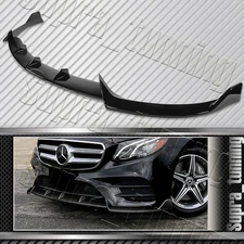 Painted Black Front Bumper Spoiler Lip Fit 2017-2020 Mercedes E-Class Sport W213