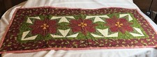 Handmade Quilted Christmas Table Runner Poinsettia Star Pattern 14 X 21
