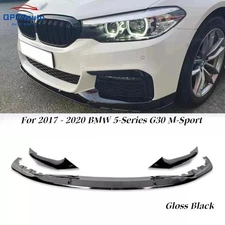 Front Bumper Spoiler Lip Fits For 17-20 BMW 5-Series G30 M-Sport Gloss Black