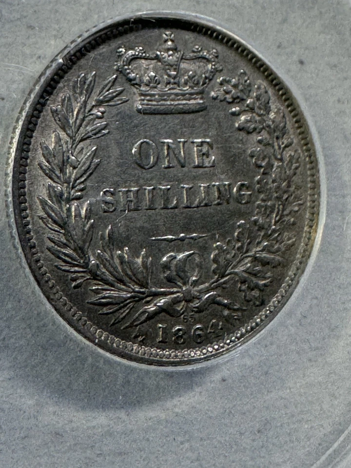1864 Great Britain 1 Shilling Silver Coin Graded XF 45 by ANACS Die 65 - Image 2 of 4