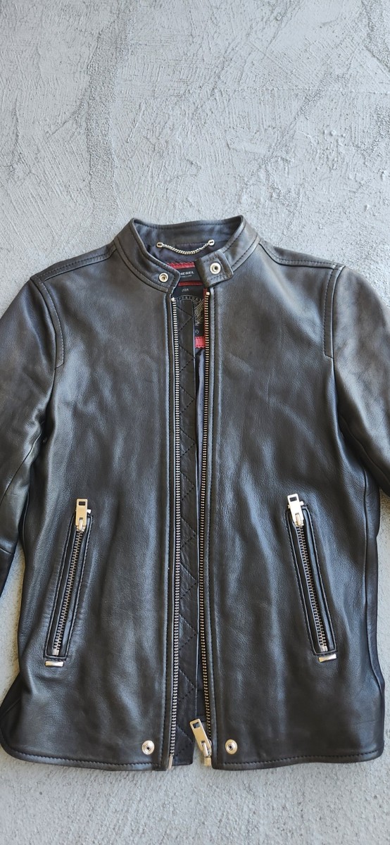 Diesel L‑Roshi Men's Leather Moto Jacket Black 100% Lambskin Size