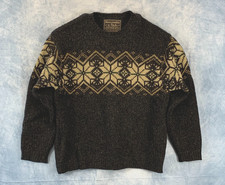 VTG Abercrombie  Fitch 100 Wool Fair Isle Men's L Sweater Blue/Gray coloring