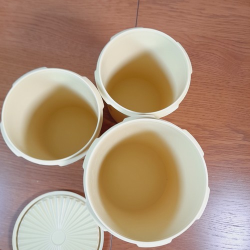 Vtg 3x TUPPERWARE Servalier Gold Harvest Yellow Storage Containers Kitchenalia - Foto 8 di 9