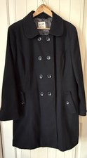 VTG Old Navy Pea Coat Sz M Black Double Breasted Wool Blend Classic Dress