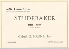 1929 All Champions Studebaker Chas G Hanna Syracuse NY   Print Ad