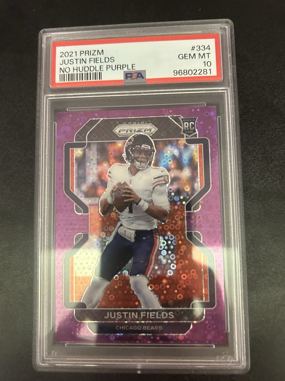 2021 Panini Prizm Justin Fields #334 Purple No Huddle Prizm Rookie PSA 10 /35