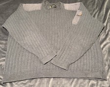 Vtg 90s Eddie Bauer Legend XL Cotton Knit Gray Sweater Utility Pocket Crewneck