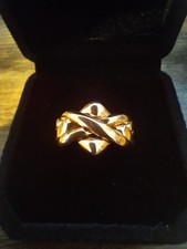 9ct Yellow Gold 4 Piece Puzzle Ring. Size Approx O 1/2. 5g Weight.