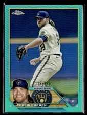 2023 Topps Chrome Aqua Corbin Burnes /199 Brewers #214