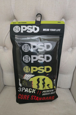 PSD Men's 3 Pack Warped Smile Check Boxer Briefs, Multi, Small