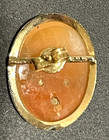 Vintage 14K Yellow Gold Oval Shell Cameo Pierced Earrings with Diamond Accents — photo 9