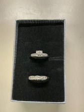 14k White Gold Diamond Engagement Ring Wedding Band Set 0.30ct Diamond Size 9