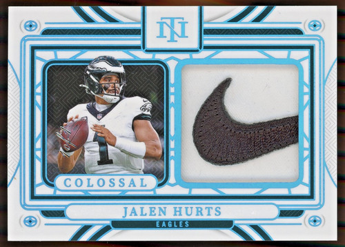 2024 Panini National Treasures Jalen Hurts 1/1 Nike Logo Colossal Patch Eagles