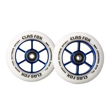 CLAS FOX 100mm Stunt Scooter Wheels ABEC-9 (2pcs) White PU Blue Core