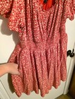 Torrid Plus Size 2 2X 2XL Red And White Floral Crinkle Gauze Puff Sleeve Romper — photo 3