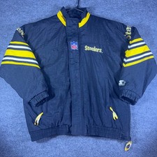 Vintage Pittsburgh Steelers Starter NFL Pro Line Jacket Black Gold Puffer Large